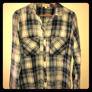 Distressed flannel shirt